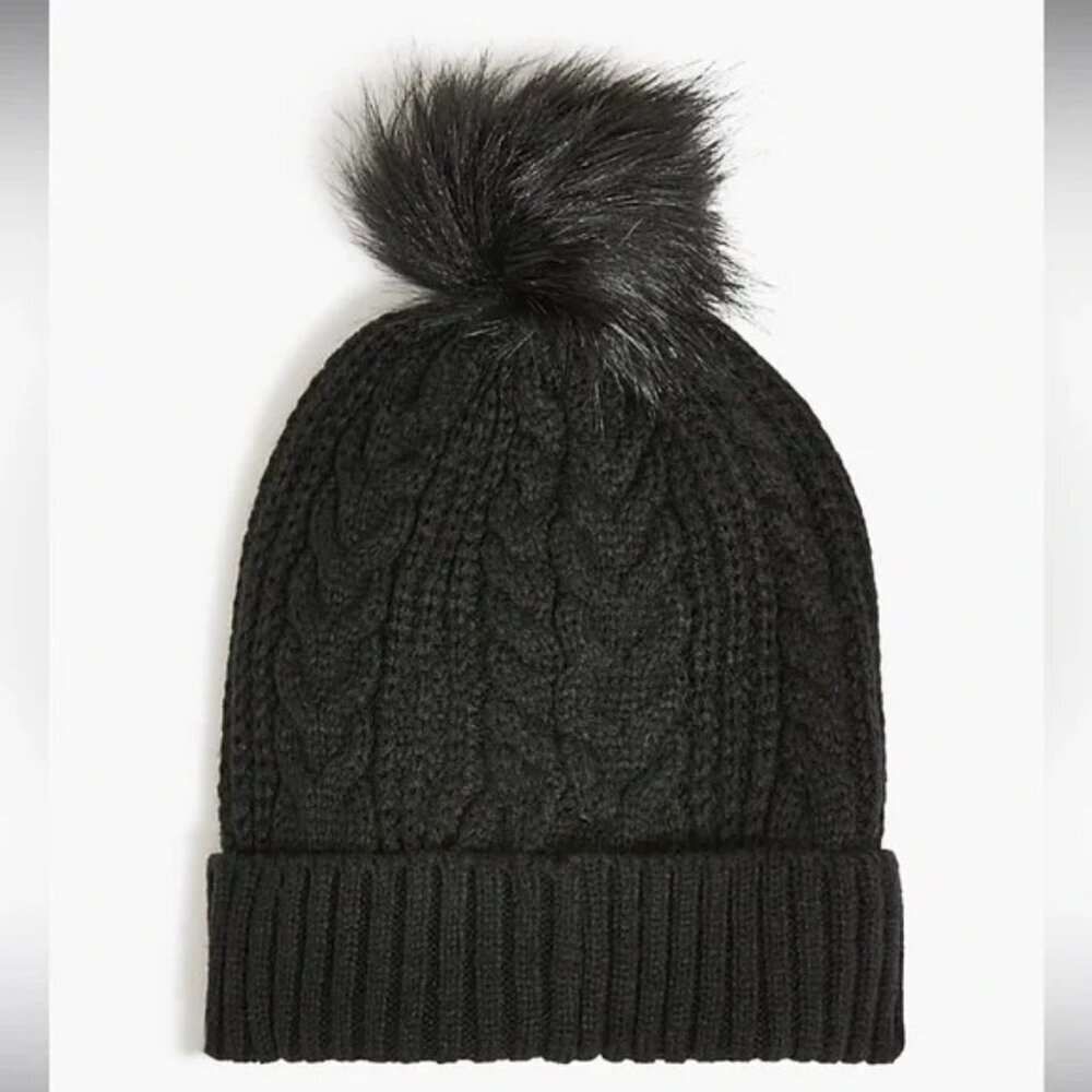 J Crew Womens One Size Fits Most Cable Knit Pom Pom Beanie Winter Hat BU653 1122